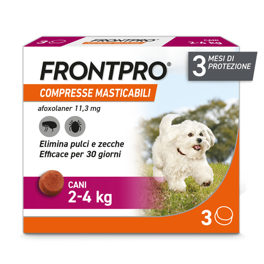 FRONTPRO 11mg 3 compresse masticabili per cani 2-4 kg