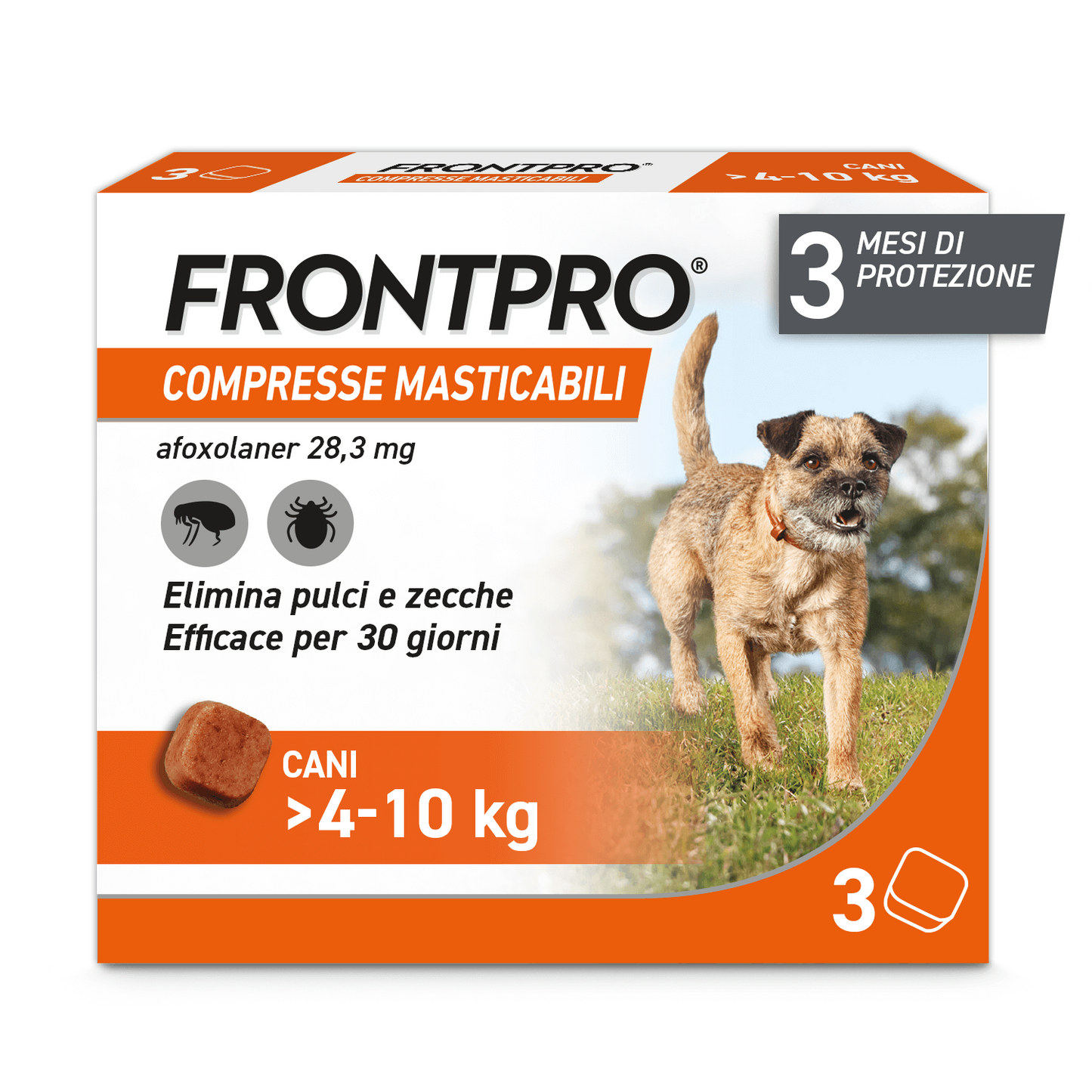 FRONTPRO 28,3mg 3 compresse masticabili per cani 4-10 kg