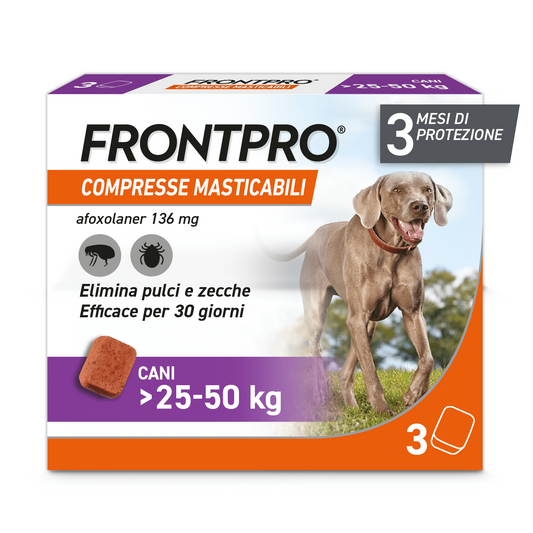 FRONTPRO 136mg 3 compresse masticabili per cani 25-50 kg