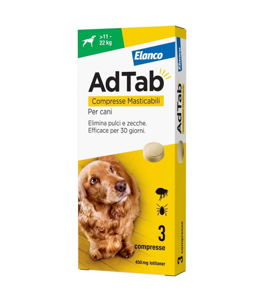 Adtab Per Cani Da 11 A 22kg 3 Compresse Masticabili 450mg