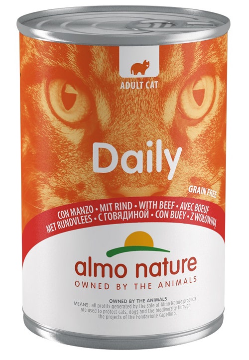 Almo Nature Daily Menu Cibo Umido Con Manzo Per Gatti Adulti Lattina 400g