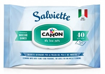 Camon Salviette Detergenti Per Cani E Gatti Muschio Bianco 40 Pezzi