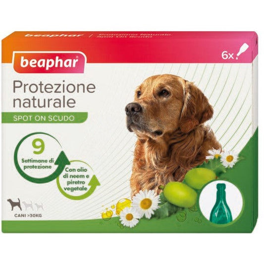 Beaphar Protezione Naturale Spot On Antiparassitario Cane Taglia Grande 6 Pipette Da 2ml