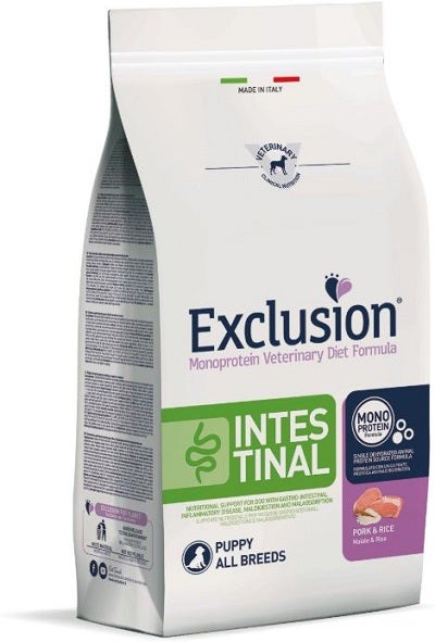 Exclusion Monoprotein Veterinary Diet Formula Intestinal Crocchette Suino/Riso Per Cani Cuccioli Piccola Taglia Sacco 12kg