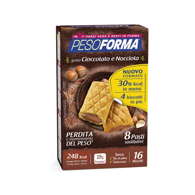 Pesoforma Biscotto Cioccolata Nocciola 16 Pezzi 33g