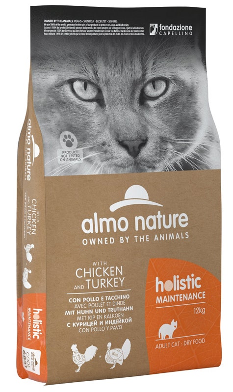 Almo Nature Holistic Maintenance Pollo E Tacchino Cibo Secco Per Gatti Adulti Sacco 12kg