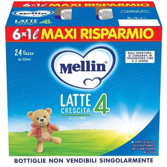 Mellin 4 Latte Di Crescita Liquido 6x1000ml 24Mesi+