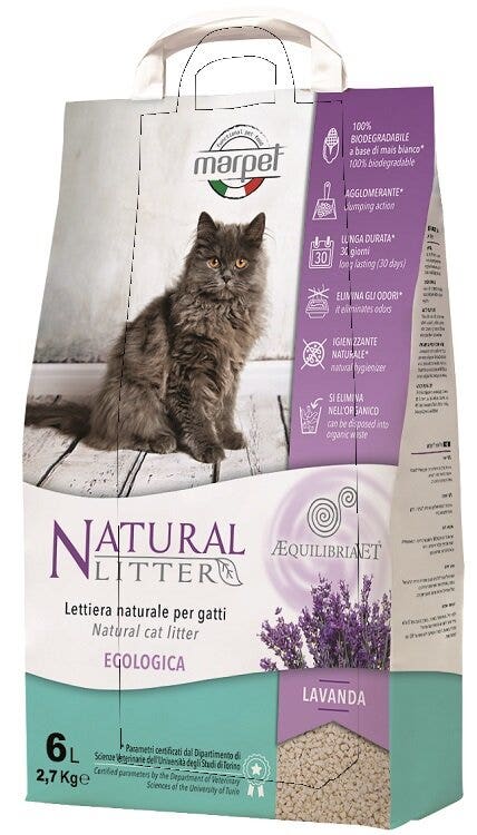 Marpet Natural Litter Lettiera Per Gatti Profumazione Lavanda 6 Litri