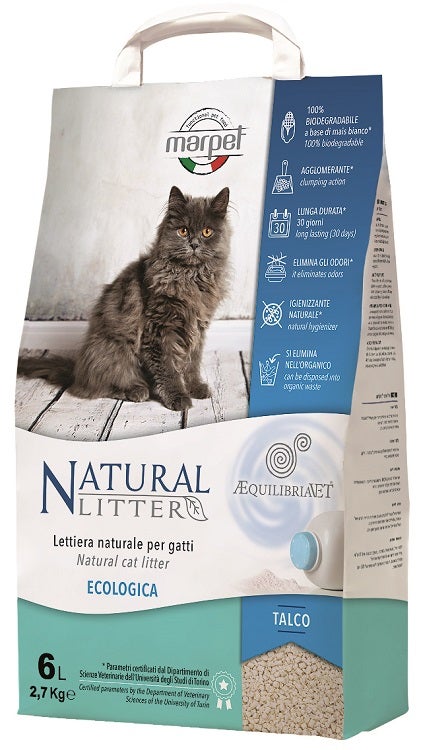 Marpet Natural Litter Lettiera Per Gatti Profumazione Talco 6 Litri