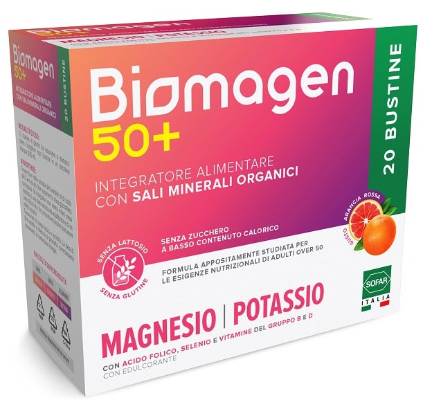 Biomagen 50+ Magnesio Potassio Senza Zucchero 20 Bustine