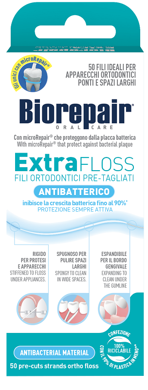 Biorepair Extra Floss Fili Ortodontici Pre-Tagliati 50 Pezzi