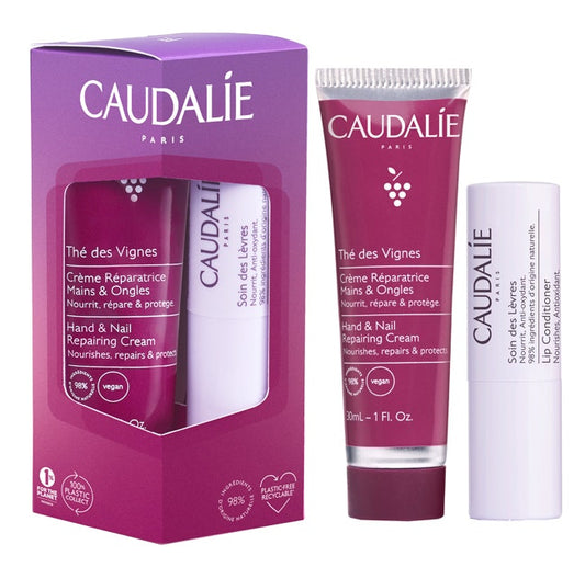 Caudalie The Des Vignes Crema Mani E Unghie 30ml + Trattamento Labbra Stick 4,5g