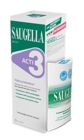 Saugella Detergente Intimo Acti3 250ml + 3 Assorbenti Interni