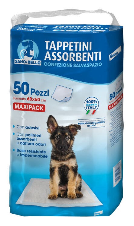 Elanco Sano & Bello Tappetini Assorbenti Per Cani 50 Pezzi 60x60cm