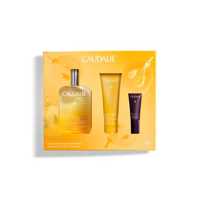 Caudalie Cofanetto Gli Essenziali Di Luminosità Olio Corpo 100ml + Gel Doccia 50ml + Crema Occhi 5ml