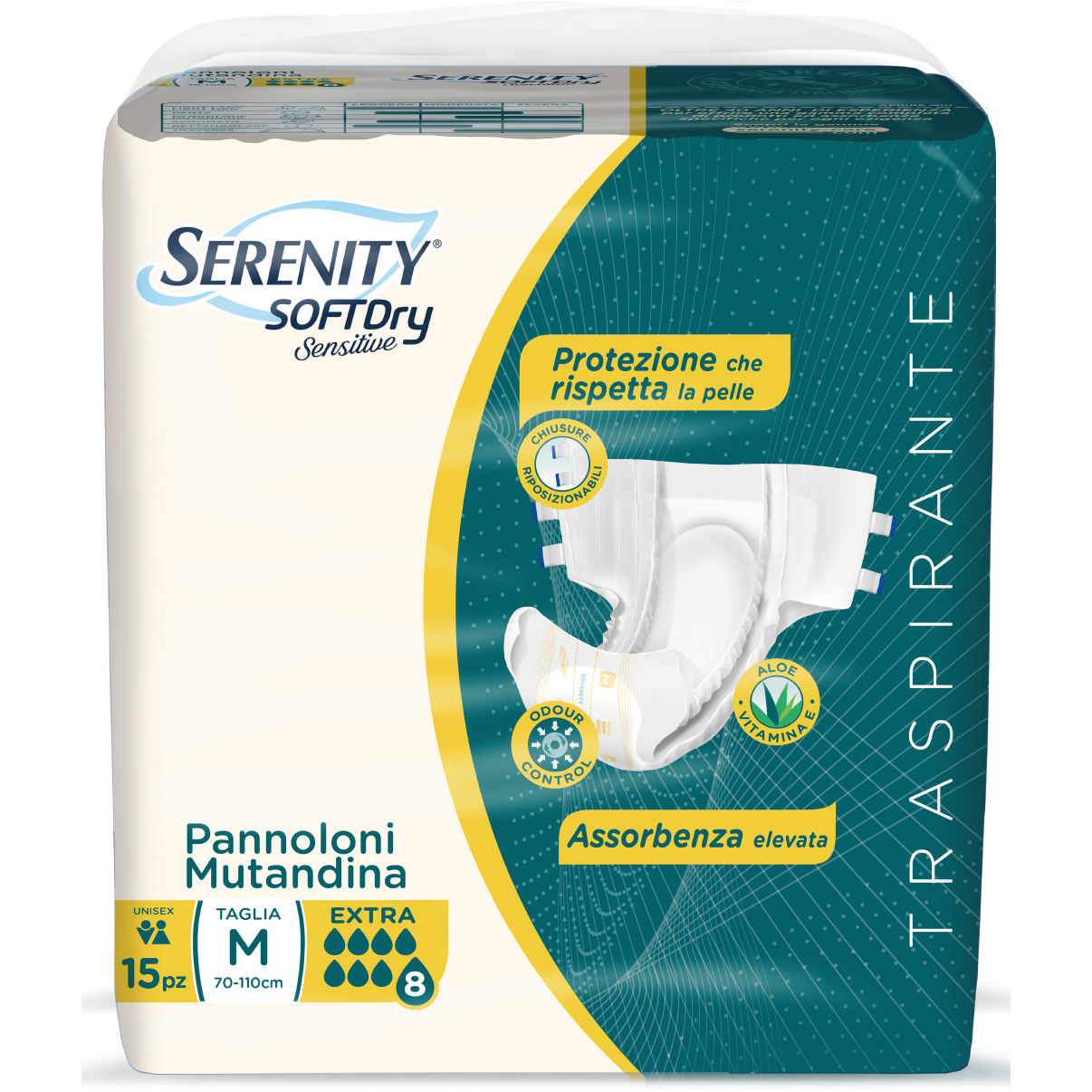 Serenity Soft Dry Sensitive Pannolone Mutandina Extra Taglia M 15 Pezzi