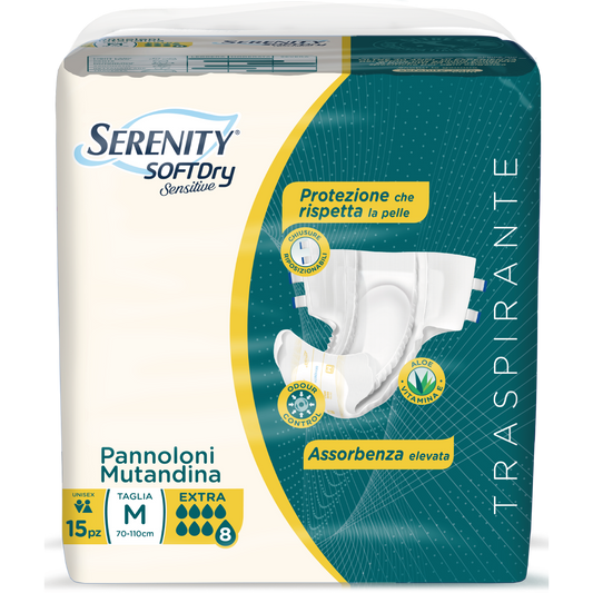 Serenity Soft Dry Sensitive Pannolone Mutandina Extra Taglia M 15 Pezzi