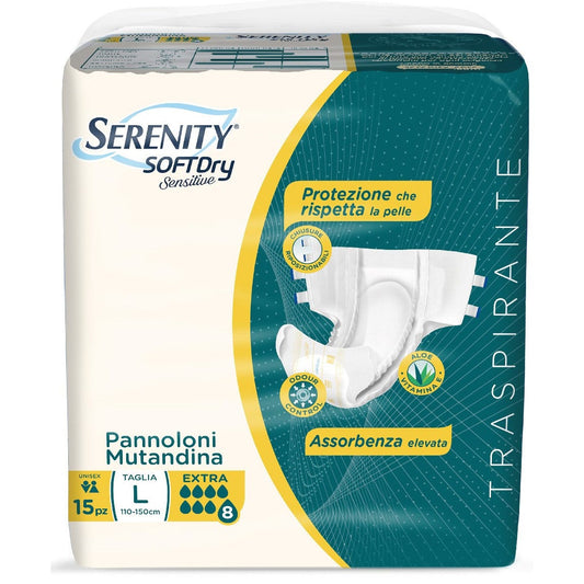 Serenity Soft Dry Sensitive Pannolone Mutandina Extra Taglia L 15 Pezzi