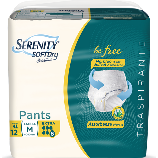 Serenity Soft Dry Sensitive Pants Extra Taglia M 12 Pezzi