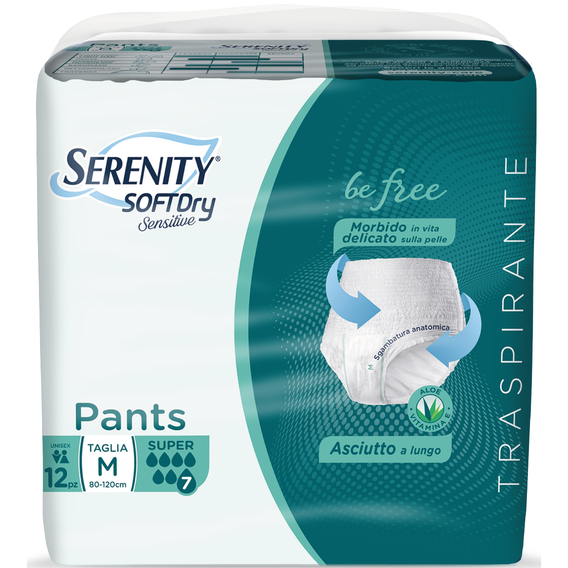 Serenity Soft Dry Sensitive Pants Super Taglia M 12 Pezzi