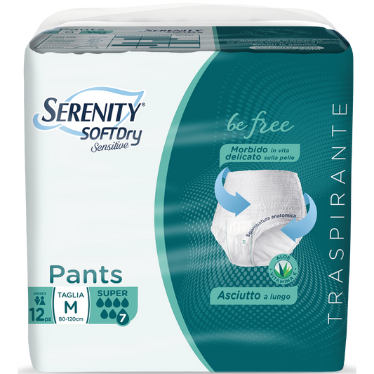 Serenity Soft Dry Sensitive Pants Super Taglia M 12 Pezzi