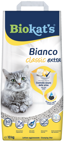 Biokat's Bianco Classic Extra Lettiera Con Carbone Attivo Per Gatti 10kg