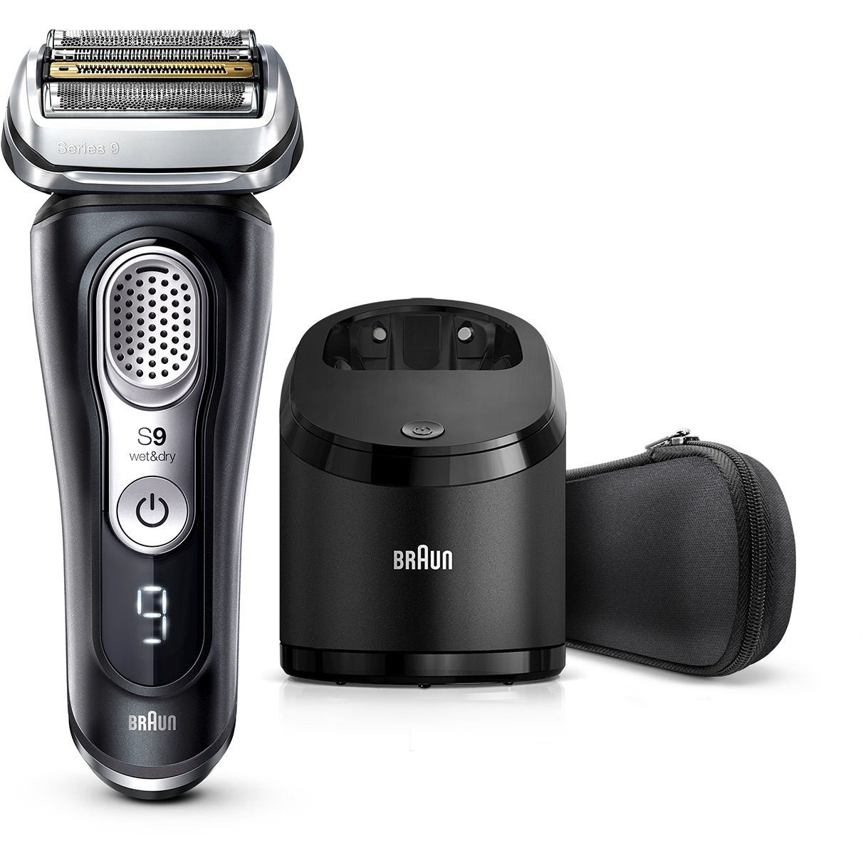 Braun Rasoio Series 9 Wet&Dry 9360cc Con Stazione Di Pulizia Clean&Charge E Custodia Da Viaggio Nero