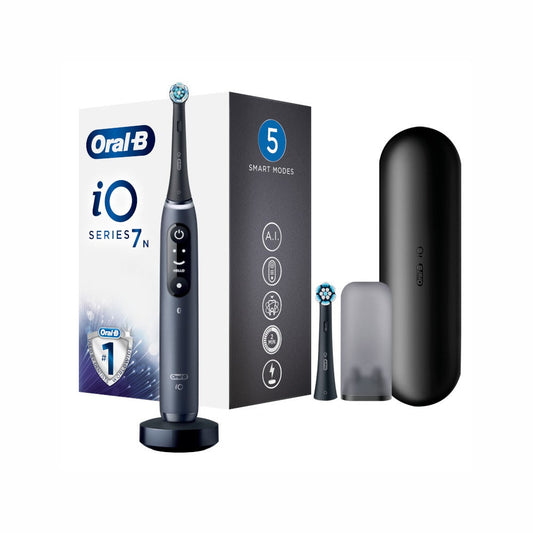 Oral-B Spazzolino Elettrico Ricaricabile iO 7S Nero, 2 Testine, 1 Custodia Da Viaggio, 1 Spazzolino