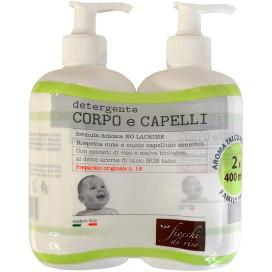 Fiocchi Di Riso Bipacco Detergente Corpo/Capelli Talco 2x400ml