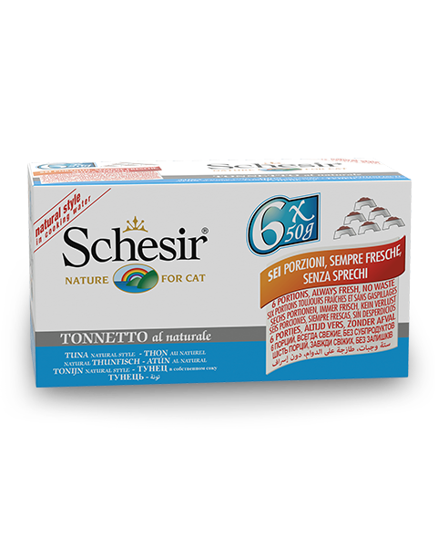 Schesir Tonnetto Al Naturale Lattina Cibo Umido Gatto Adulto 6x50g