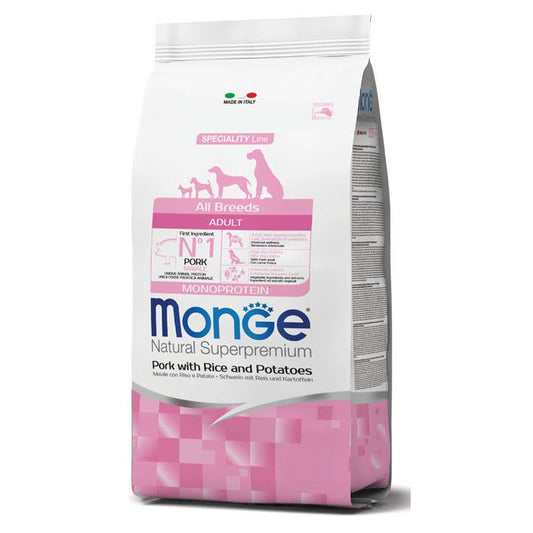 Monge Maiale Riso E Patate Cibo Secco Per Cani Adulti Sacco 2,5 Kg