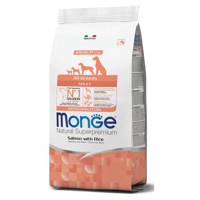 Monge Salmone E Riso Cibo Secco Per Cani Adulti Sacco 12 Kg