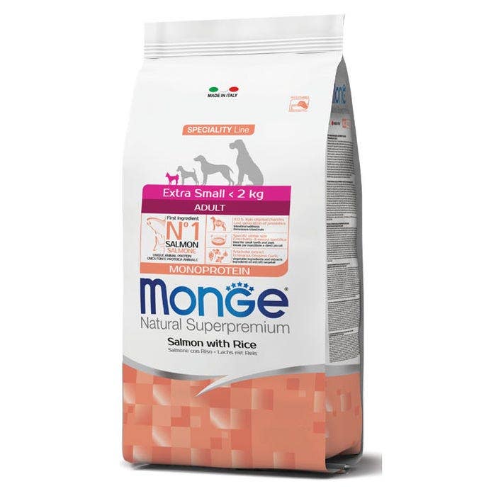 Monge Salmone E Riso Cibo Secco Per Cani Adulti Taglia Molto Piccola Sacco 2,5 Kg