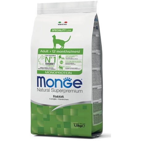 Monge Coniglio Monoprotein Cibo Secco Gatti Adulti Sacco 1,5 Kg