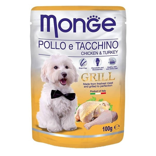 Monge Grill Pollo Tacchino Cibo Umido Per Cani Adulti 100g