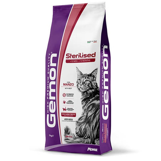 Gemon Cat Adult Sterilised Manzo Cibo Secco Per Gatti Adulti Sterilizzati Sacco 7Kg