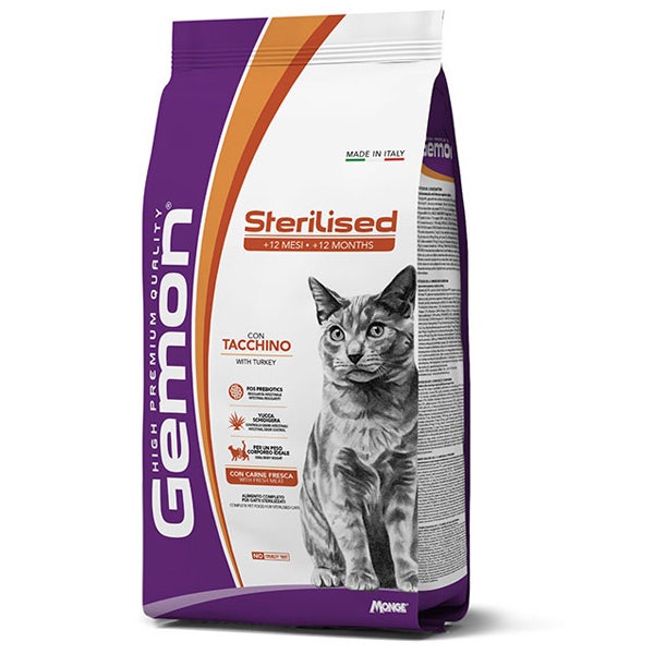 Gemon Cat Adult Sterilised Tacchino Cibo Secco Per Gatti Adulti Sterilizzati Sacco 7Kg