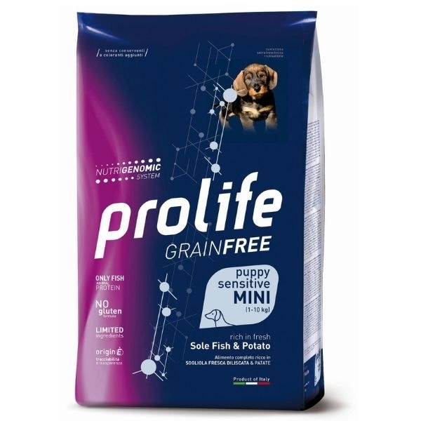 Prolife Grain Free Sensitive Sole Fish & Potato Cibo Secco Per Cani Cuccioli Taglia Piccola Sacco 7 Kg