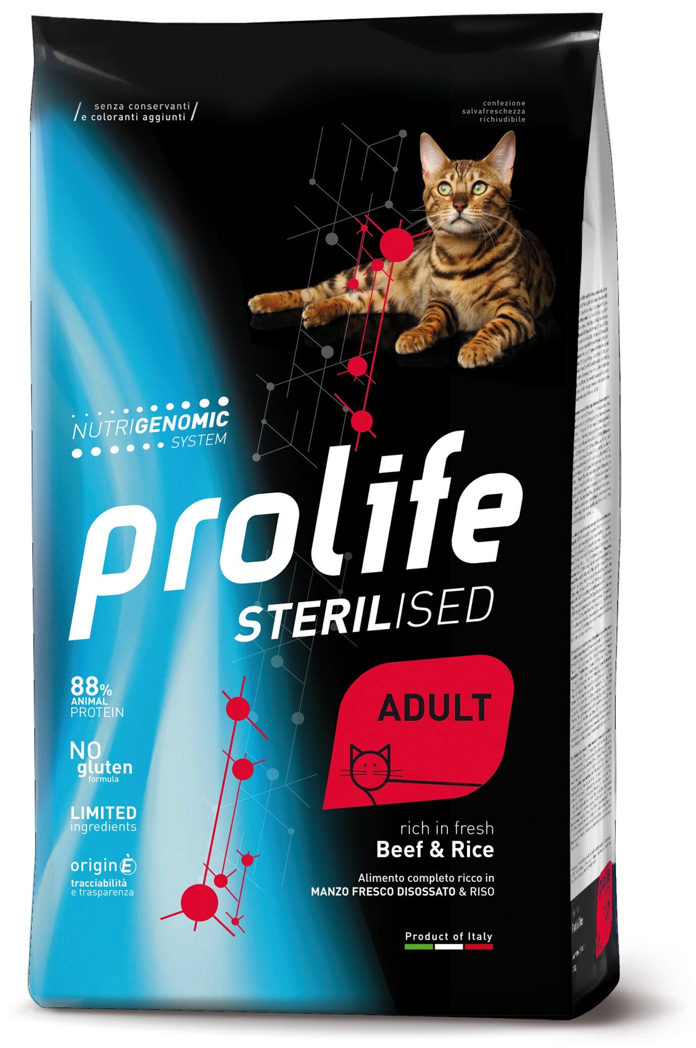 Prolife Cat Sterilised Grain Free Cibo Secco Per Gatti Adulti Beef E Riso Sacco 7kg