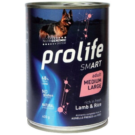 Prolife Smart Agnello Fresco Con Riso Cibo Umido Per Cani Adulti Taglia Media/Grande Lattina 400g