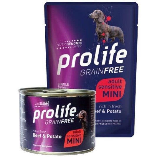 Prolife Grain Free Manzo Fresco Con Patate Cibo Umido Per Cani Adulti Taglia Mini Bustina 100g