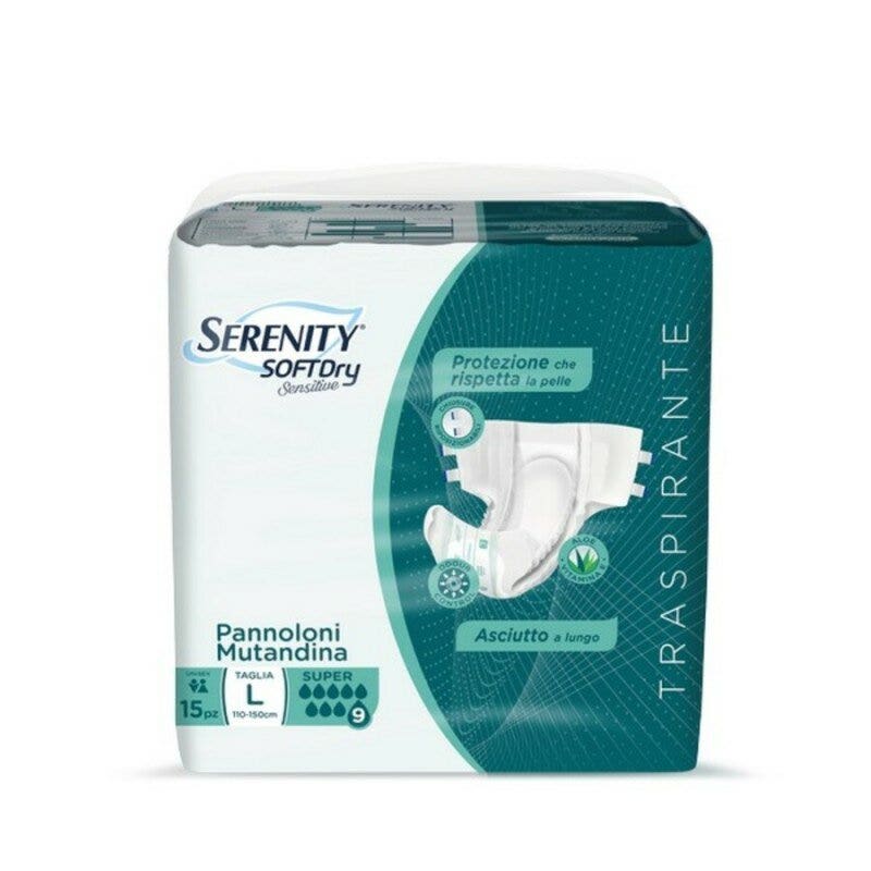 Serenity Soft Dry Sensitive Pannolone Mutandina Super Taglia L 15 Pezzi