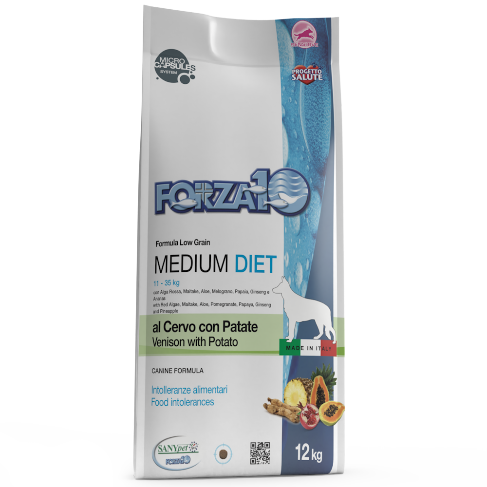 Forza10 Medium Diet Crocchette Al Cervo Con Patate Cani Adulti Taglia Media Sacco 12kg