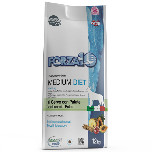 Forza10 Medium Diet Crocchette Al Cervo Con Patate Cani Adulti Taglia Media Sacco 12kg