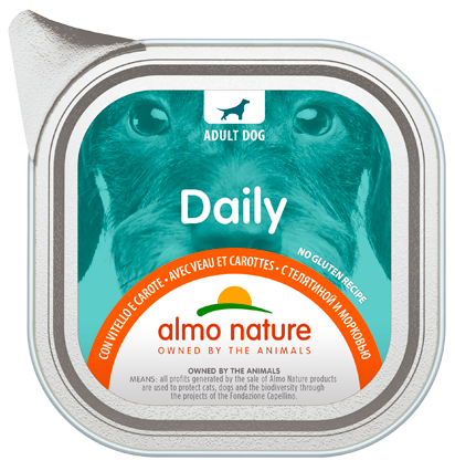 Almo Nature Daily Menù Cibo Umido Vitello/Carote Per Cani Adulti Vaschetta 100g