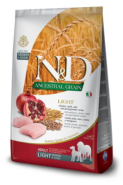 Farmina N&D Ancestral Grain Light Pollo E Melograno Cani Adulti Taglia Media E Grande Sacco 2,5kg