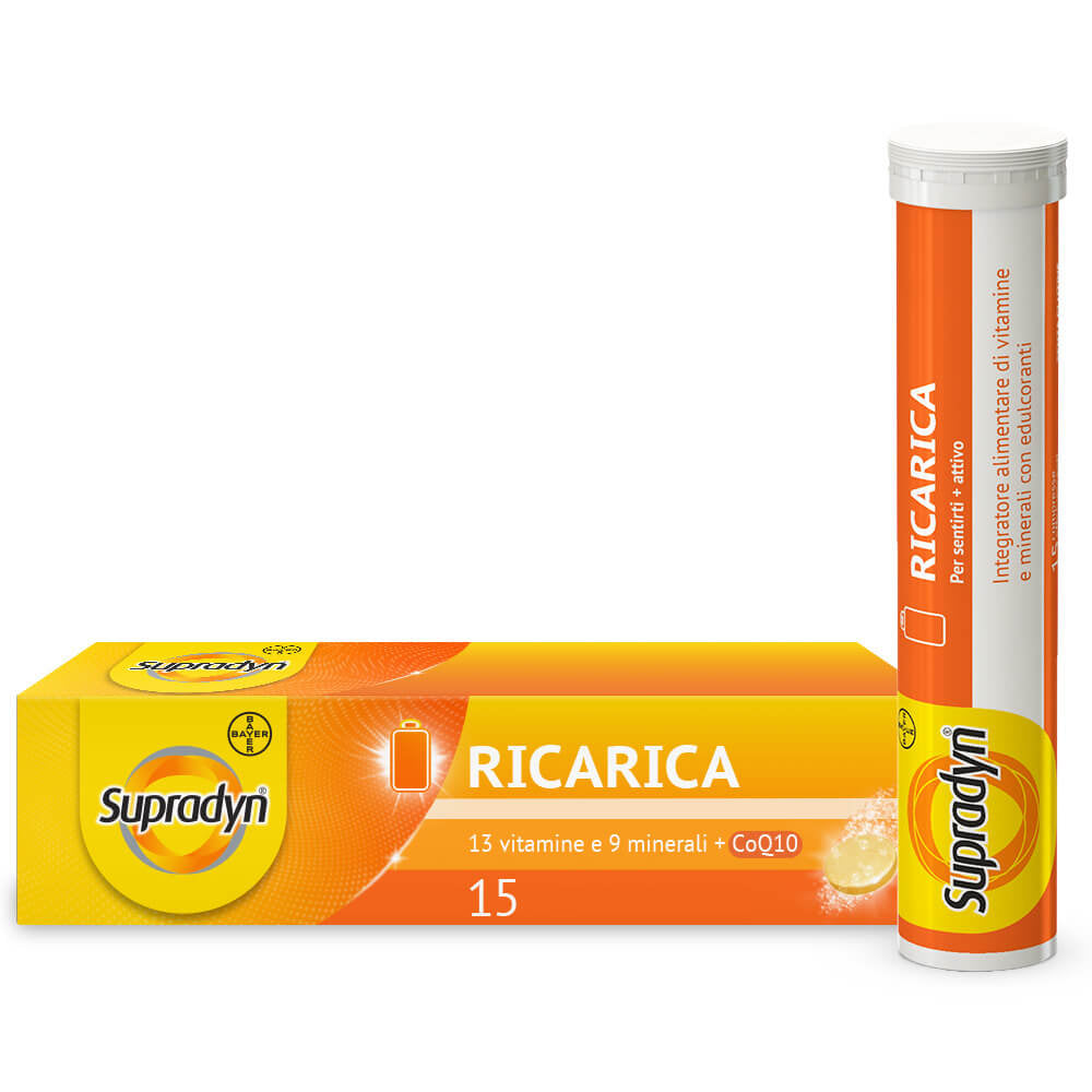 Supradyn Ricarica Integratore Vitamine e Sali Minerali 15 Compresse Effervescenti Gusto Arancia