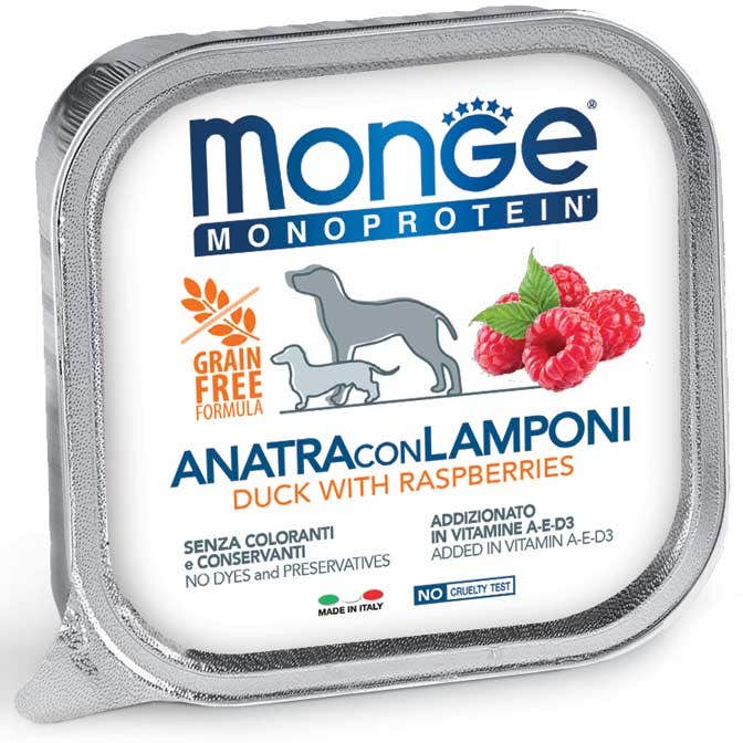 Monge Monoprotein Anatra Con Mirtilli Cibo Umido Per Cani Adulti 150g