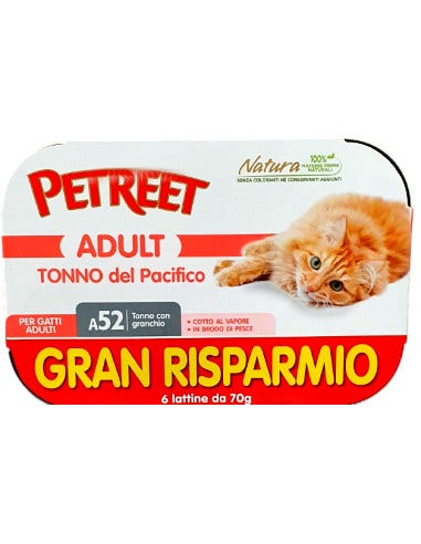 Petreet Tonno Del Pacifico Con Granchio Cibo Umido Gatto Adulto 6x70g