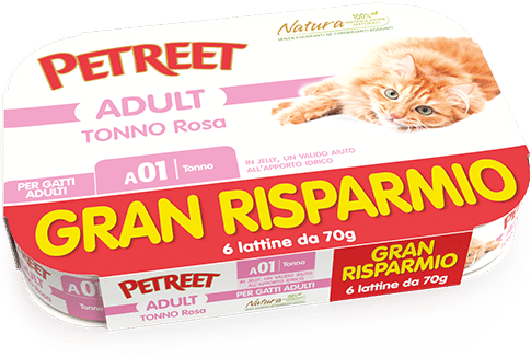 Petreet Tonno Rosa Cibo Umido Gatto Adulto 6x70g